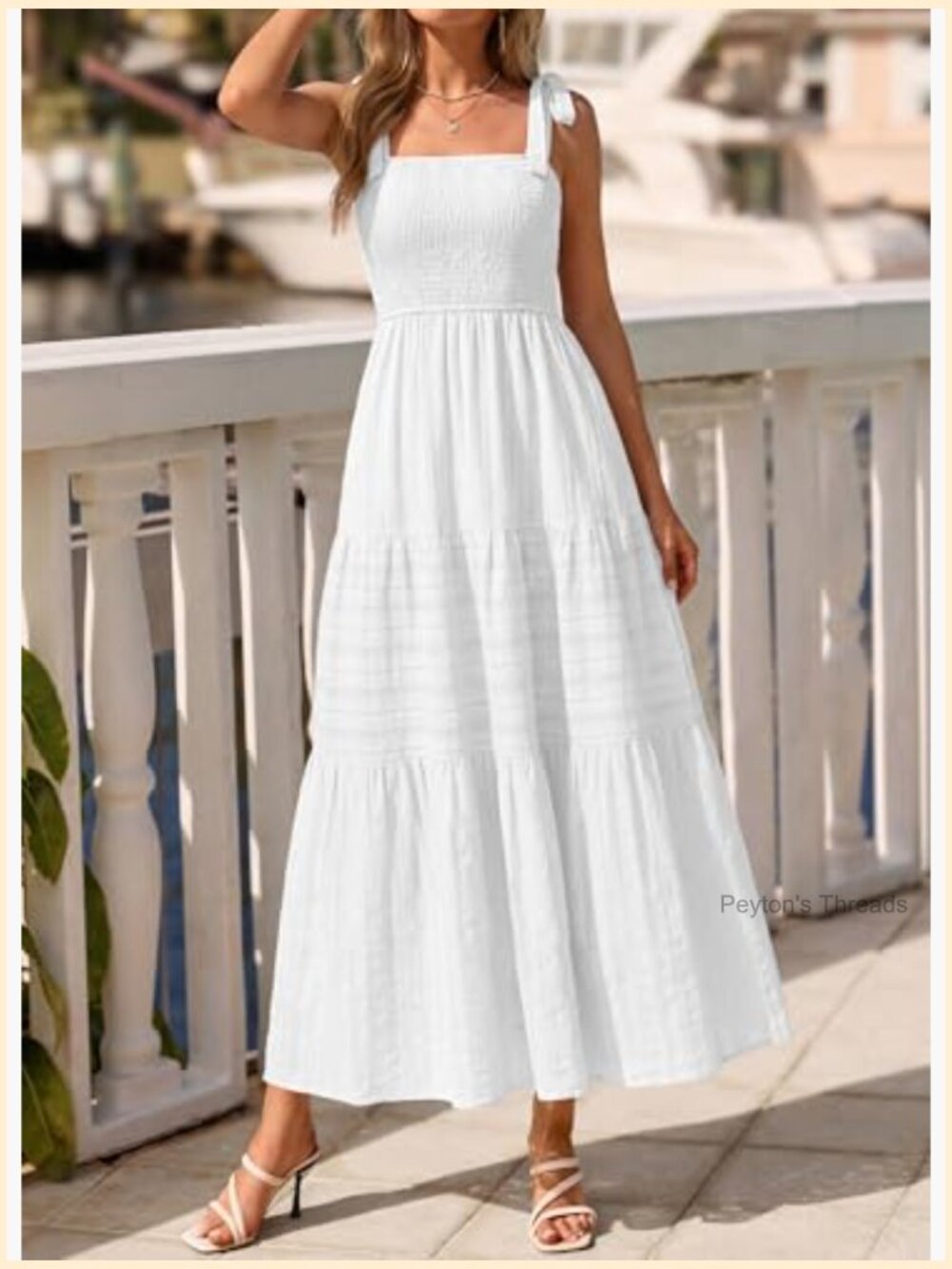 Smocked Spaghetti Strap Maxi Dress with Pockets - Picture 5 of 7